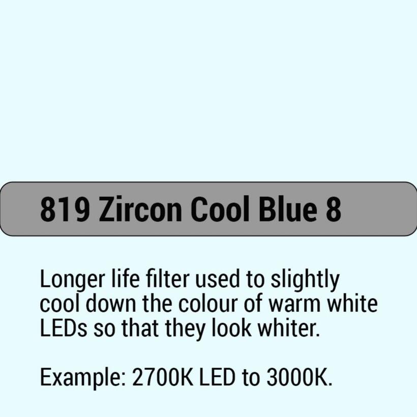 LEE-Filters, Zircon Nr. 819 Bogen 61x61cm Zircon Cool Blue 8 2700K LED to 3000K
