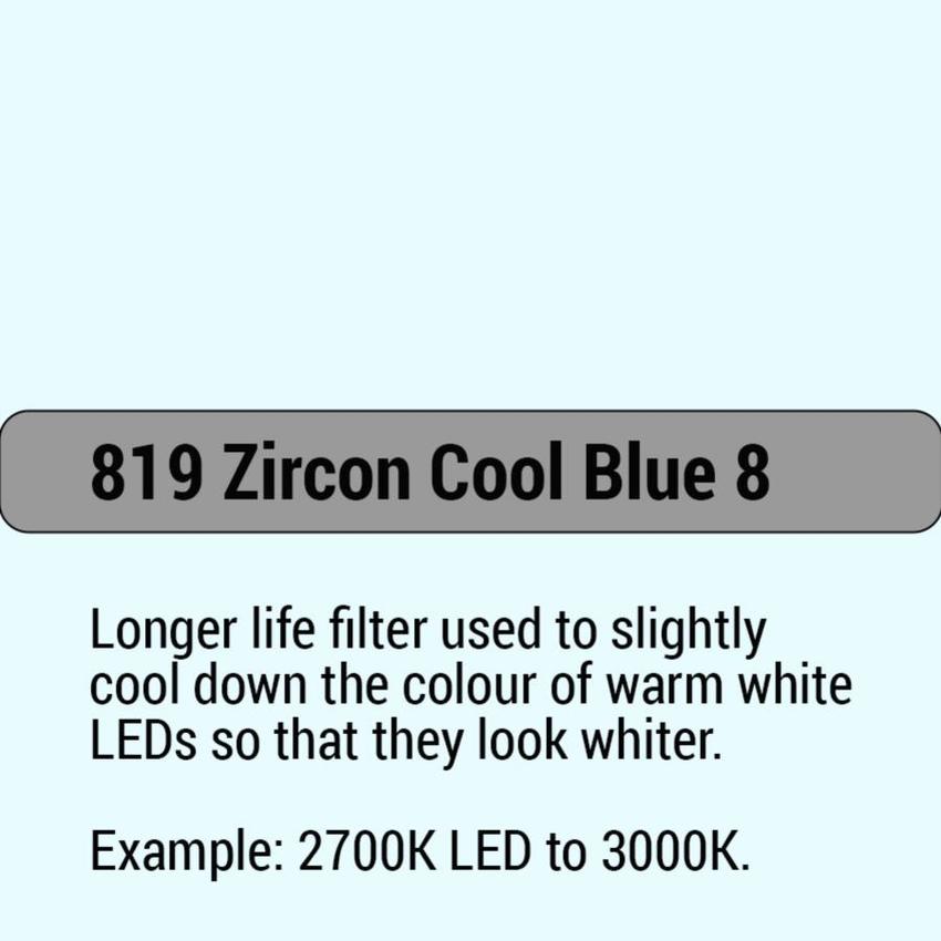 LEE-Filters, Zircon Nr. 819 Bogen 61x61cm Zircon Cool Blue 8 2700K LED to 3000K