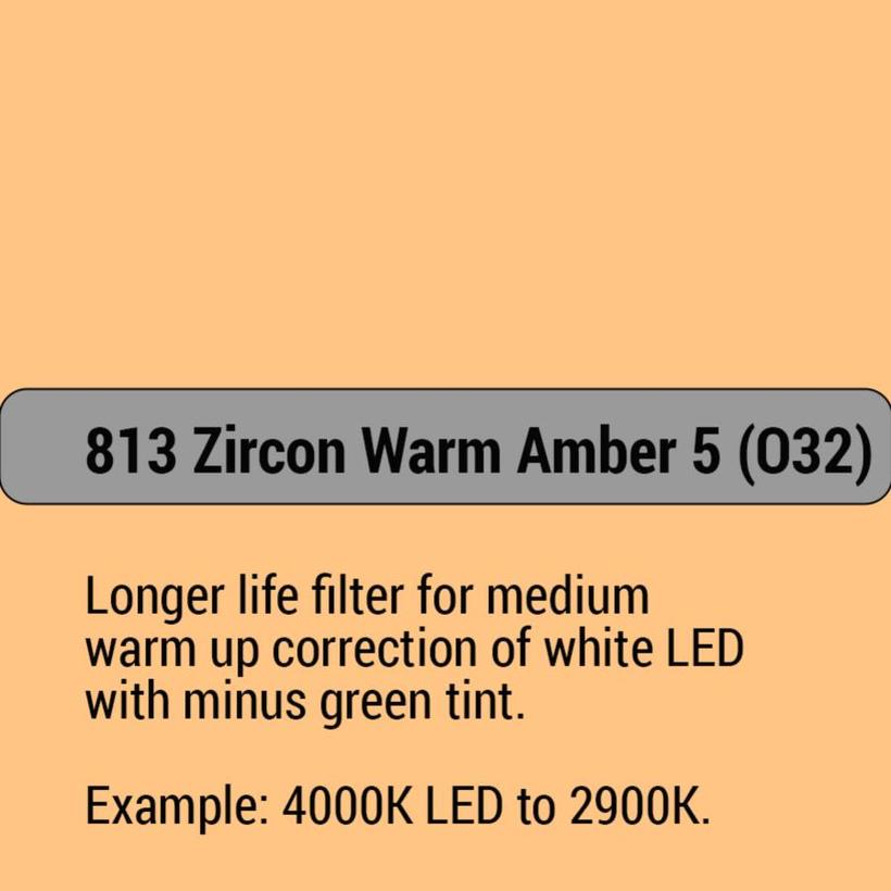 LEE-Filters, Zircon Nr. 813 Bogen 61x61cm Zircon Warm Amber 5  4000 LED to 2900K with minus green tint