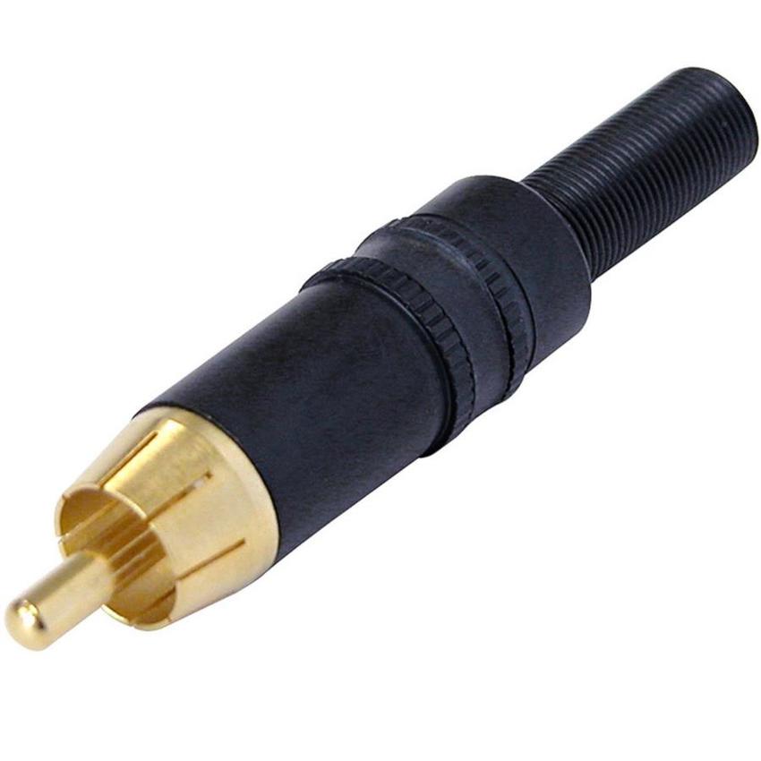 Neutrik Cinch-Stecker schwarz mit vergoldeten Kontakten für Kabel 3.0-6.1mm