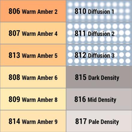LEE-Filters, Zircon Warm LED Lighting Pack 30x30cm contains 12 Zircon Filters Warm & Density