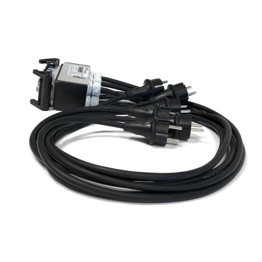 Ultralite Schukopeitsche STV2610AG, stab. Aluminiumgehäuse ILME Anbaugeh. HB16 female mit 2 Bügel auf 6xSchukostecker