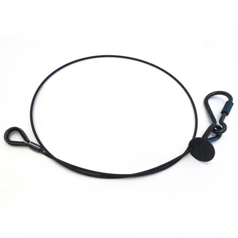 Ultralite Fangseil 04mm, 1.00m lang, 30Kg, SCHWARZ, Zert. mit Karabinernotglied mit Schraubverschluß, Tüte mit 10 Stck