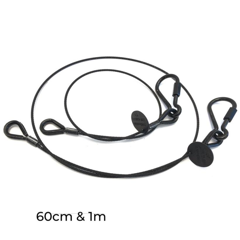 Ultralite Fangseil 04mm, 0.60m lang, 30Kg, SCHWARZ, Zert. mit Karabinernotglied mit Schraubverschluß, Tüte mit 10 Stck