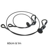 Ultralite Fangseil 04mm, 0.60m lang, 30Kg, SCHWARZ, Zert. mit Karabinernotglied mit Schraubverschluß, Tüte mit 10 Stck