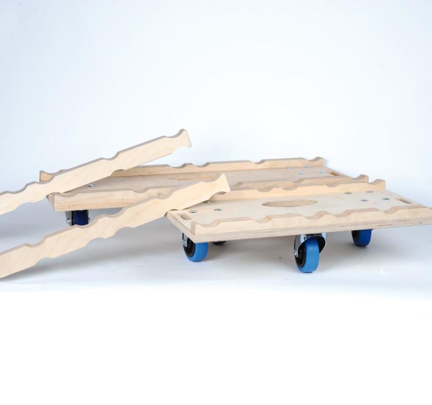Ultralite Truss Dolly 2er-Set für 30er Truss (287-290mm), bestehend aus 2x Rollenbrett 30er Trussing je 600x305x210mm
