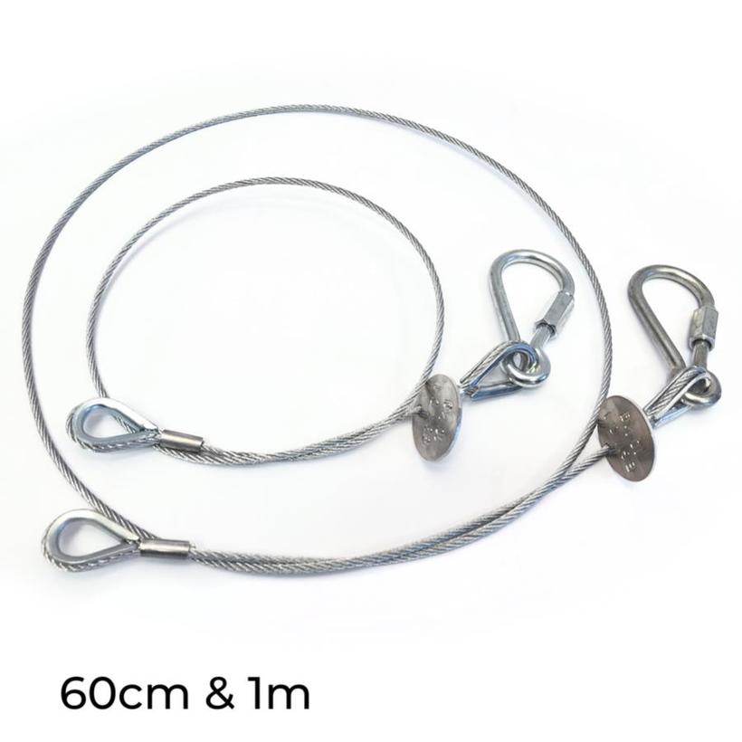 Ultralite Fangseil 04mm, 1.00m lang, 30Kg, mit Zertifikat mit Karabinernotglied mit Schraubverschluß, Tüte mit 10 Stck