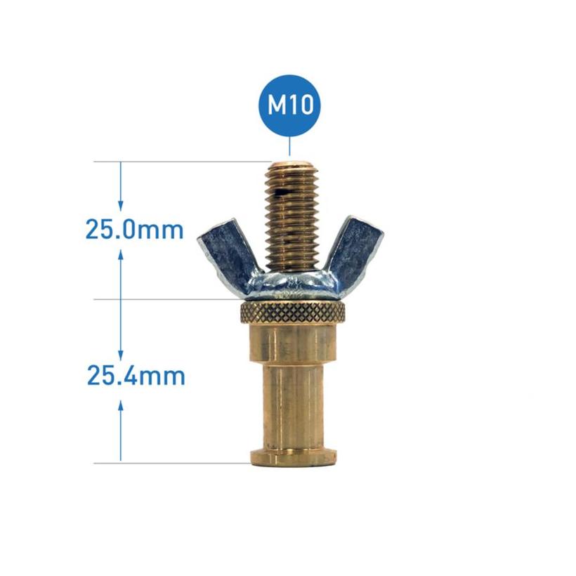 MANFROTTO ROUNDED 16MM LIGHTING STUD M10 Scheinwerferzapfen inkl. Flügelmutter, Gewindelänge 25mm