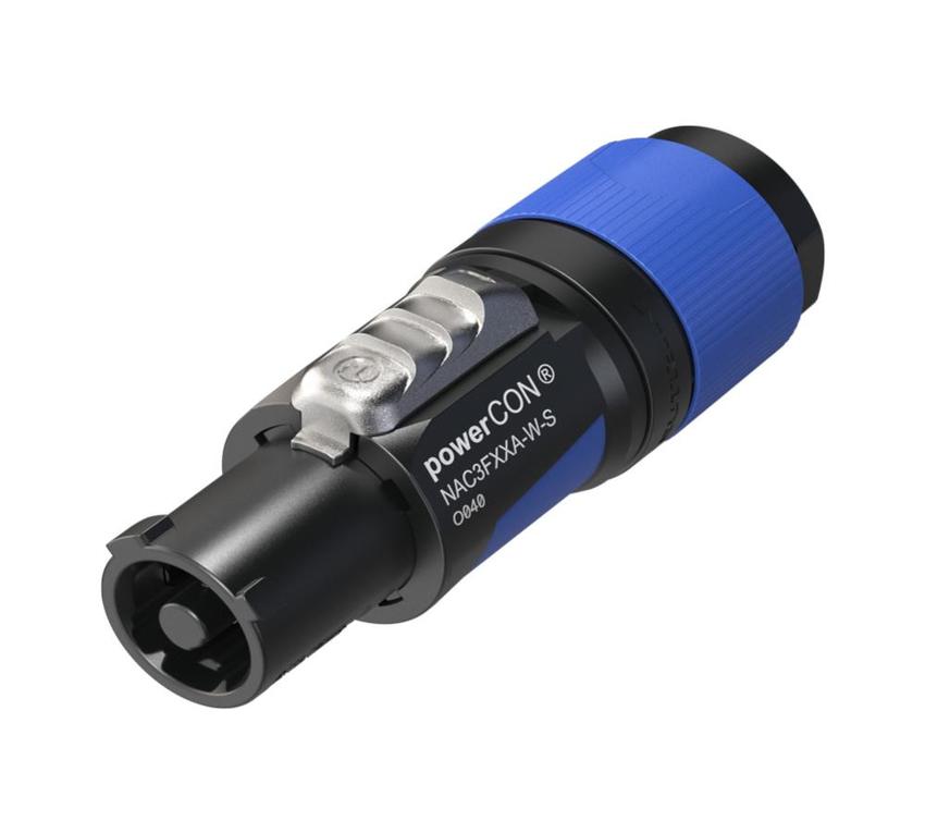 powerCON FXXA einphasig (3-Leiter) verriegelbar, farbcodiert (blau) für Power-In, Schraubklemmenmont. für Kabel Ø: 6-12mm