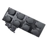 Ultralite Powerbox 8 (Alu), SCHWARZ mit 1. Hartinganschluss IN 1x HB16 /  OUT 8x Schuko inkl. M10 Hülse