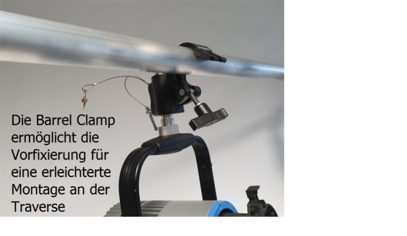 MANFROTTO BARREL CLAMP WITH T-KNOB new code: C345K-1 (28mm und 16mm Aufnahme) --> Klemmbereich: 42-52mm