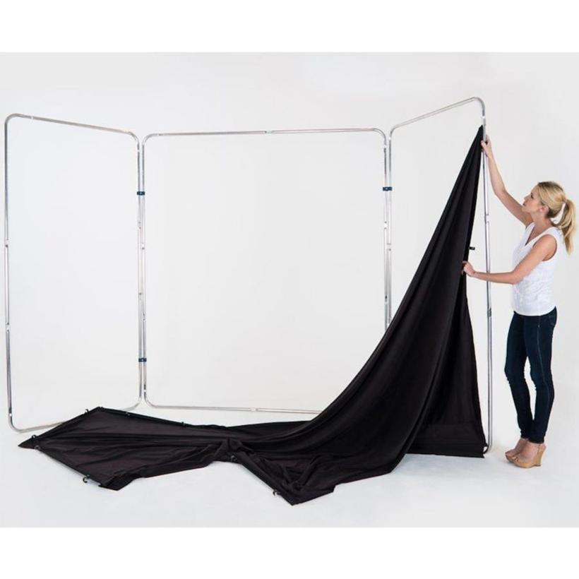 Manfrotto Panorama Hintergrund 4m (Schwarz) 4m x 2.3m (Kit mit Stoff und Rahmen)