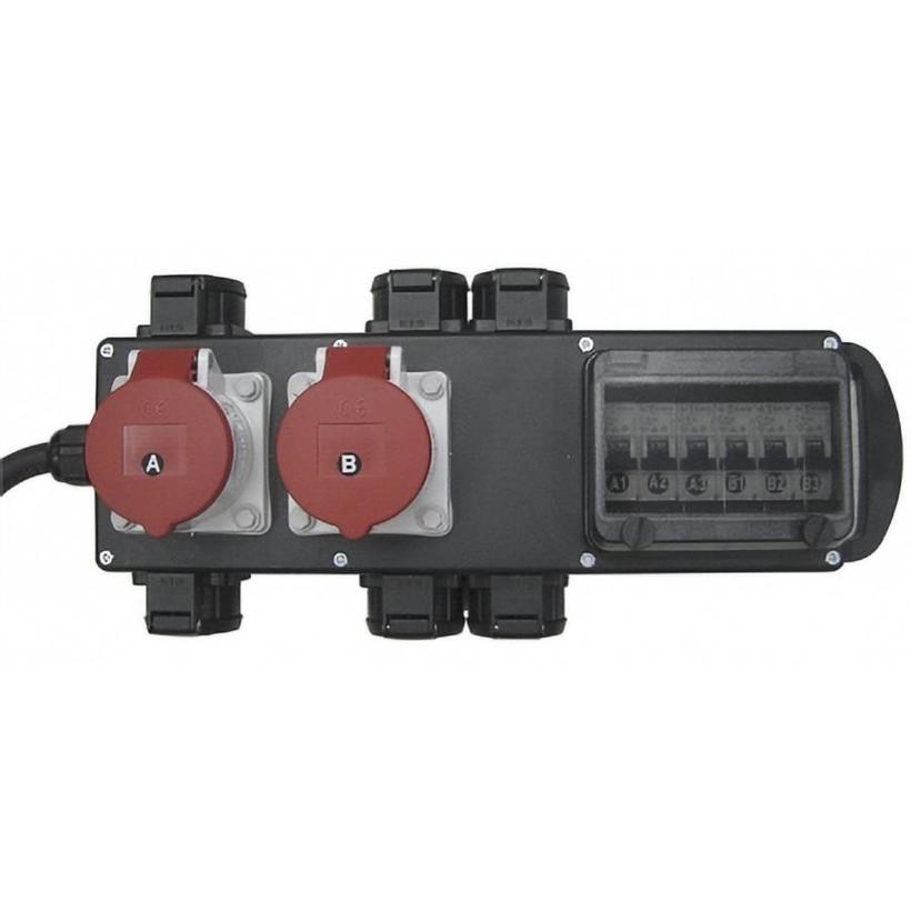 Ultralite Stromverteiler STG 32A, Outdoor, IP44, IN: CEE32 Kabel 2m/seitlich, OUT: 2 CEE16, 6 Schuko,