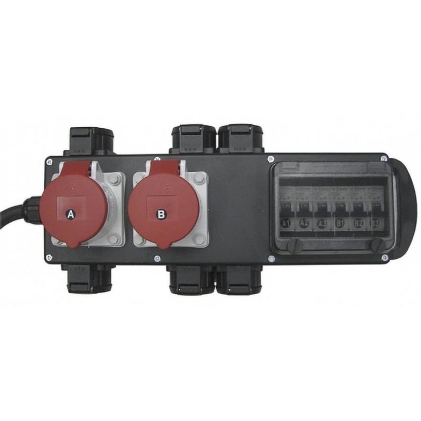 Ultralite Stromverteiler STG 32A, Outdoor, IP44, IN: CEE32 Kabel 2m/seitlich, OUT: 2 CEE16, 6 Schuko,