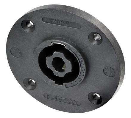 Speakon 4pol Einbaust., runder G-Flansch für, Durchgangs montagelöcher, 3/16" Flachsteckzungen NEU!!!!ersetzt NL4MPR
