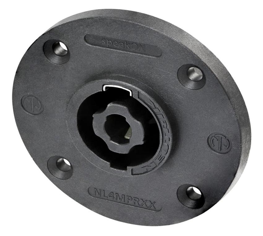 Speakon 4pol Einbaust., runder G-Flansch für, Durchgangs montagelöcher, 3/16" Flachsteckzungen NEU!!!!ersetzt NL4MPR