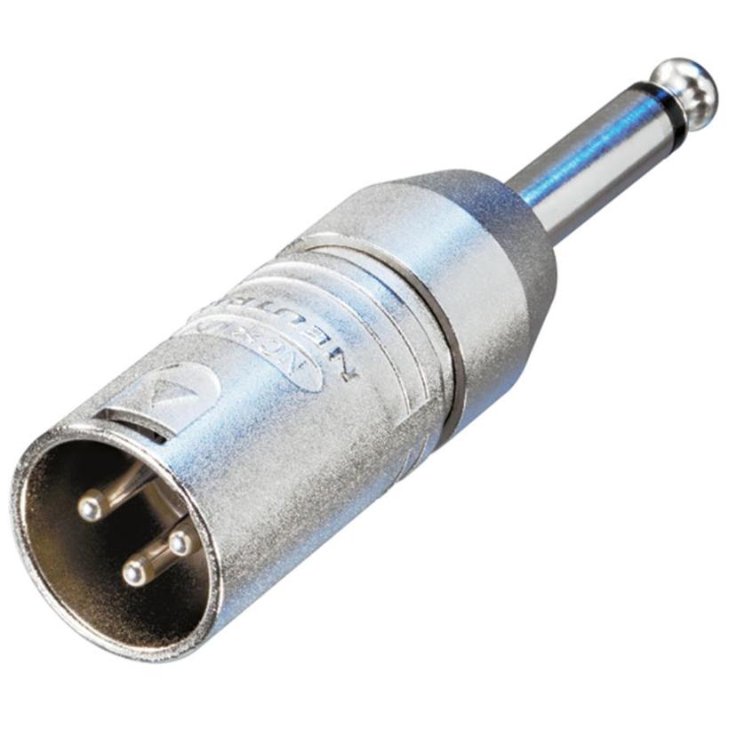 Neutrik 3pol-XLR Kabelstecker - Mono 6.35 mm Klinkenst. Serie: Adapter XLR-3-KA-ST/6.35-ST
