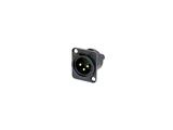 Neutrik 3 polige Chassisstecker, D-Gehäuse, Schraubanschl. für Kabeldicke 0.14mm² bis 0.5mm² (AWG 26 -20), schwarz-