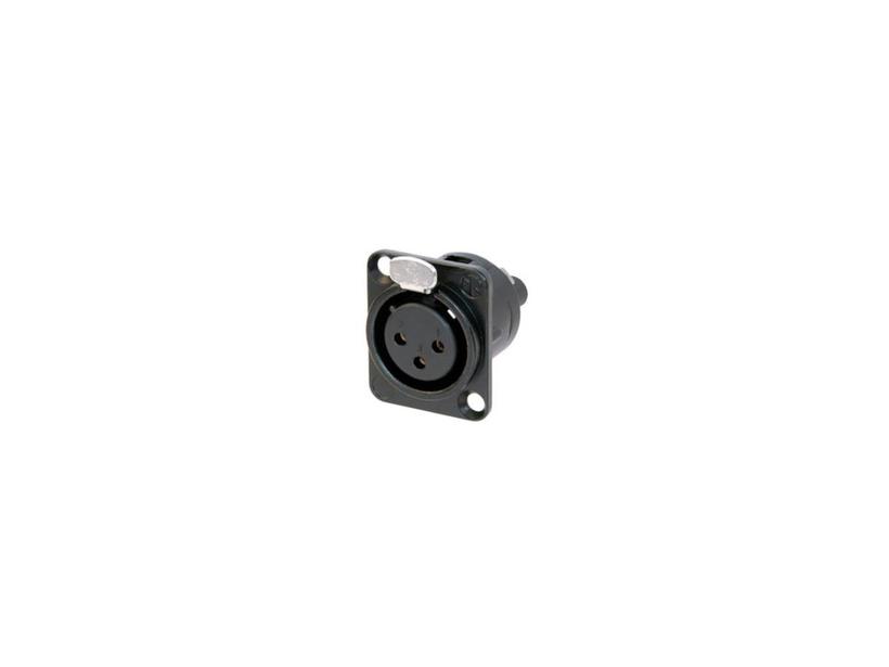 Neutrik 3 polige Chassisbuchse, D-Gehäuse, Schraubanschlüsse für Kabeldicke 0.14mm² bis 0.5mm² (AWG 26 -20), schwarz-