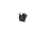 Neutrik 3 polige Chassisbuchse, D-Gehäuse, Schraubanschlüsse für Kabeldicke 0.14mm² bis 0.5mm² (AWG 26 -20), schwarz-