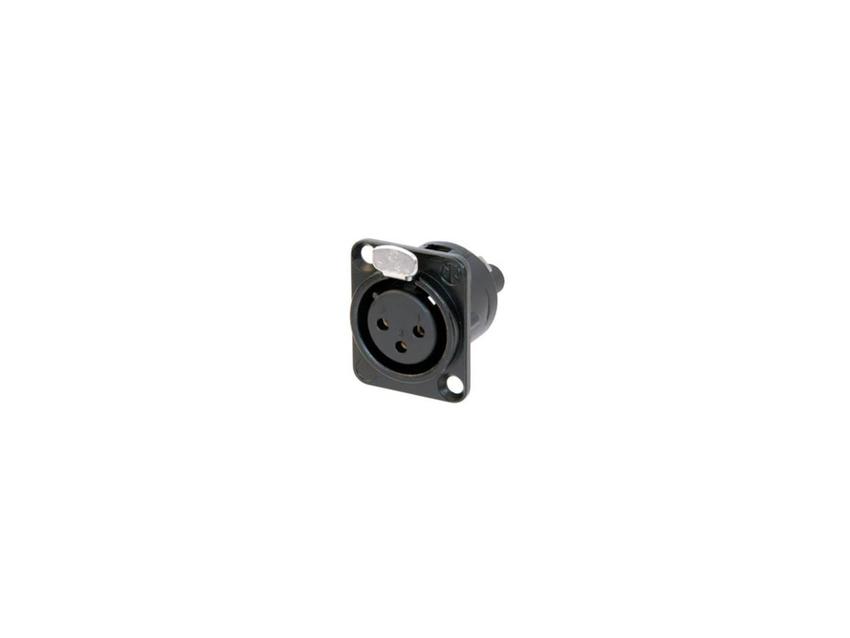 Neutrik 3 polige Chassisbuchse, D-Gehäuse, Schraubanschlüsse für Kabeldicke 0.14mm² bis 0.5mm² (AWG 26 -20), schwarz-