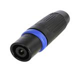 4-poliger Kabelstecker, schwarz-verchromtes Metall-Gehäuse, Spannzangenzugentlastung, OUTDOOR IP 54