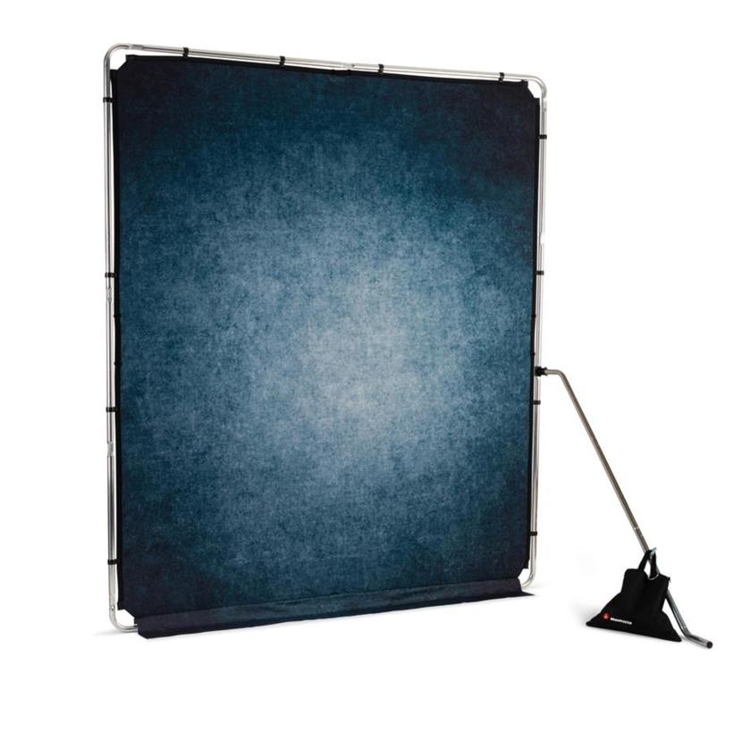 Manfrotto EzyFrame Vintage Ink, 2 x 2,3 m Hintergrund im Vintage-Stil, Farbe:Tinte, inkl. Rahmen  & Transporttasche