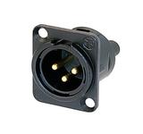 Neutrik 3 polige Chassisstecker, D-Gehäuse, Schraubanschl. für Kabeldicke 0.14mm² bis 0.5mm² (AWG 26 -20), schwarz-