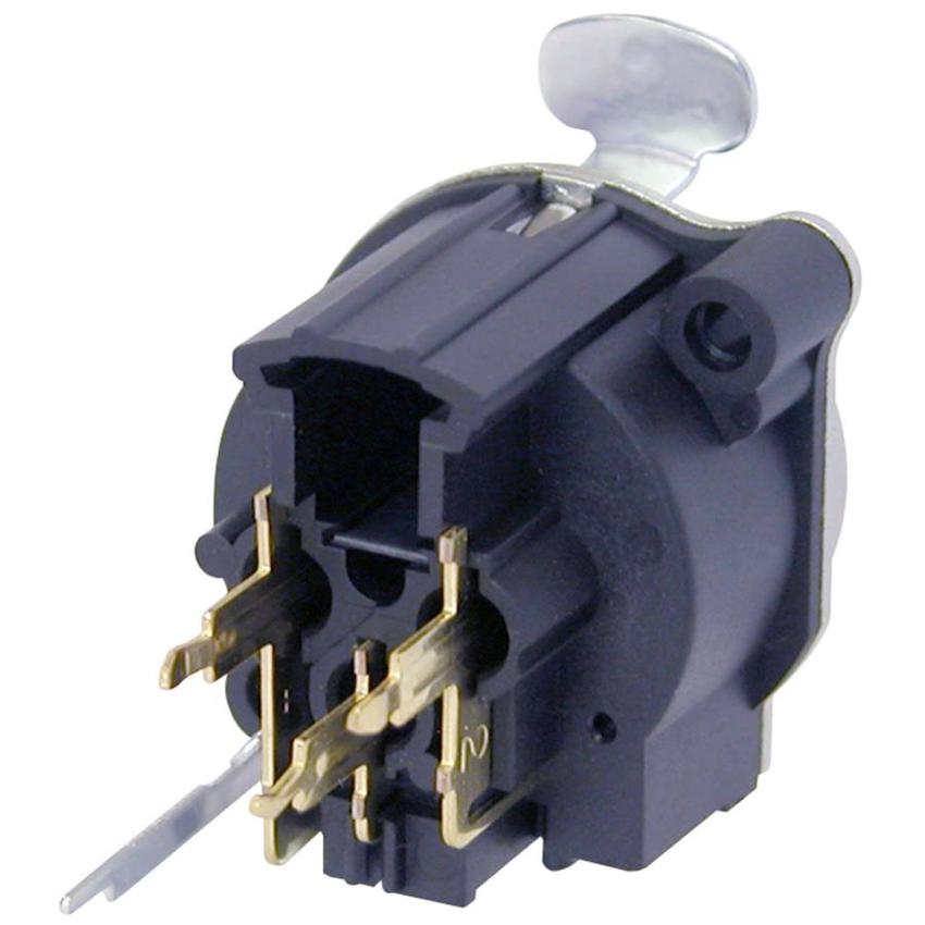Neutrik 3pol-XLR Chassisbu., Metallfl., Erdung: Geh.Gegenst. Pin1 & FrontPanel, vertikale Leiterplattenmontage