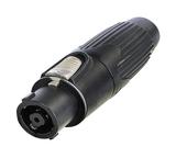 Speakon 8pol Kabelbu., schwarzes Metall-Gehäuse, Spannzangenzugentlastung, Lötanschlüsse, IP 50