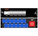 Ultralite Stromvert. STV 32A, FI, IN: CEE32 Anbaust./rücks. OUT: 12 Schuko rückseitig, 12 LS C16