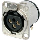 Neutrik 3pol-XLR Chassisbu., hor. Leiterplattenmontage Nickel Gehäuse, Silber beschichtete Kontakte