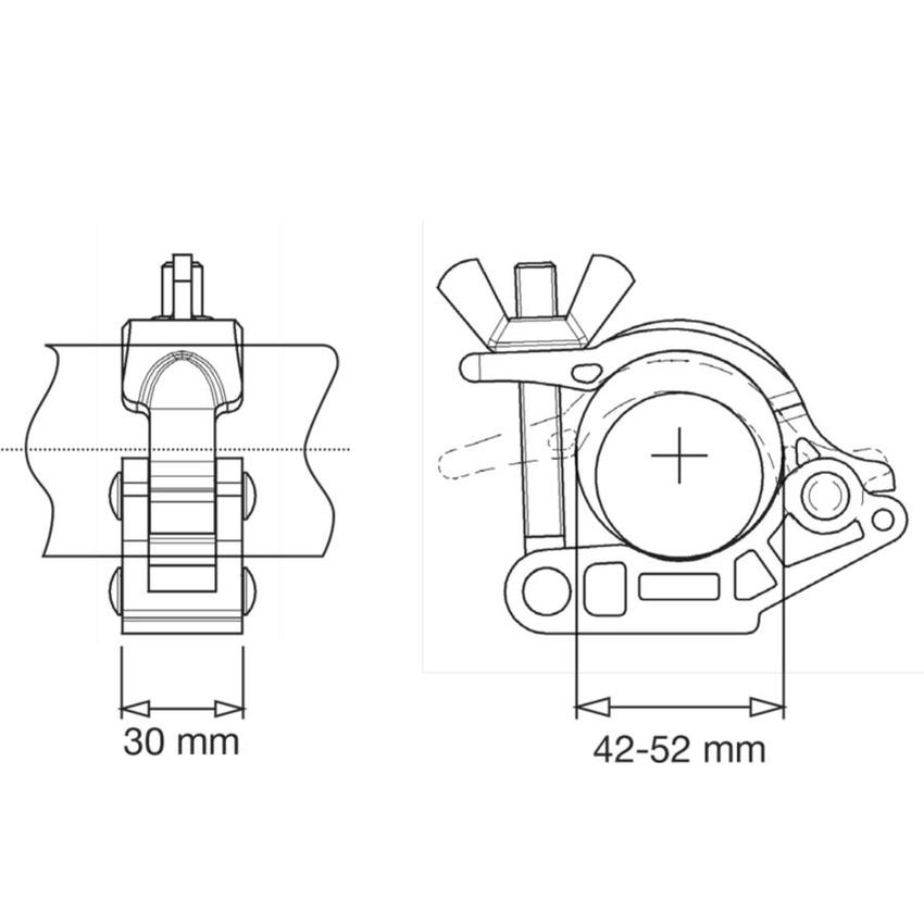 MANFROTTO MP SLIM EYE COUPLER,  new code C4560-1 --> Klemmbereich: 42-52mm