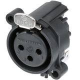 Neutrik 3pol-XLR Chassisbu., Erdung: Separater Massekontakt mit dem Gehäuse des Gegenst. & Front Panel, hor. Leiterpl.m.