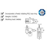 Ultralite Coupler Eye Ring, mit M12 Ringmutter, schwarz 48-51mm, mit TÜV, belastbar bis 340kg, Code: KCP-833B