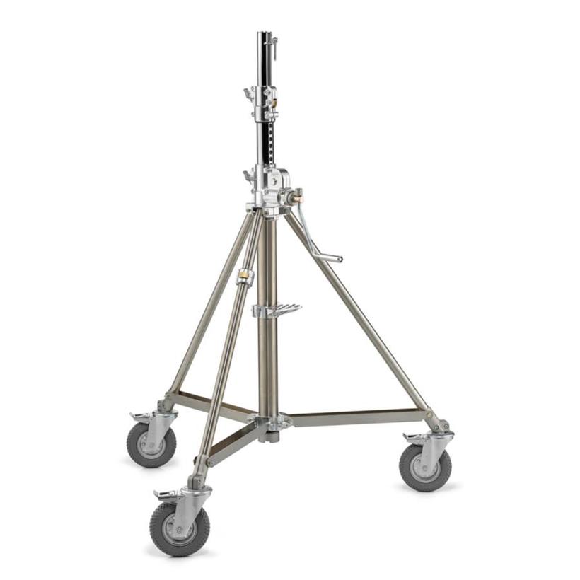 MANFROTTO STAINLESS LOW BASE SUPER WIND UP STAND 29 WITH FOAM WHEELS (474)