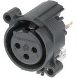 Neutrik 3 polige Chassisbuchse, Erdung: kein Masse/Gehäuse Kontakt, vertikale Leiterplattenmontage