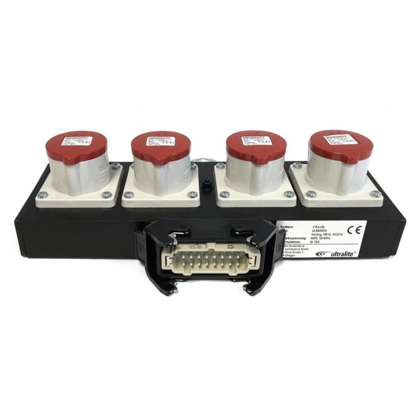 Ultralite Motorkontroller-Zubehör: Splittbox zum Anschluß v. 4 Motoren mit Hartingeingang und 4 x CEE 4pol Ausgang
