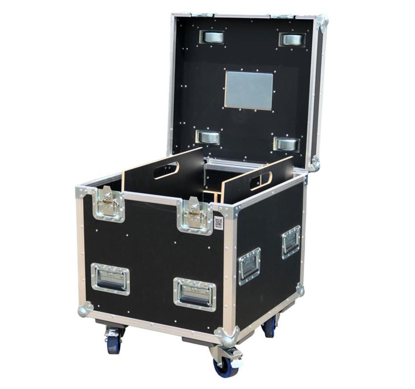 Case Packmaßcase 600x600x600, heavy duty, schwarz, 2x Trennbretter , inkl. Rollen (ca. 100mm Mehrhöhe)