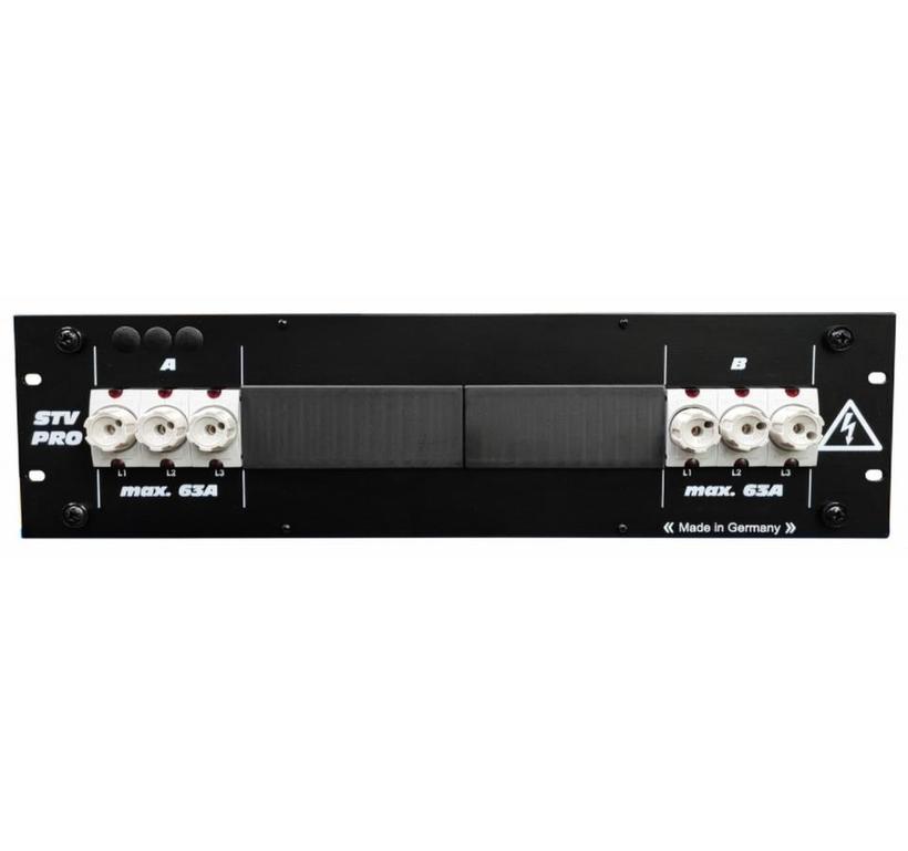 Ultralite Stromvert. STV125A, IN: CEE125 Ka. 1.5m/rücks. OUT: 2 CEE63, 2 3pol. Neozed Schraubs. 63A, ohne FI