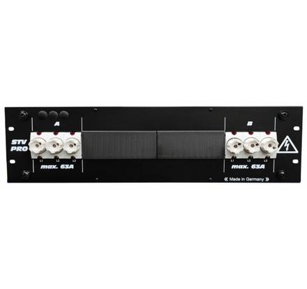 Ultralite Stromvert. STV125A, IN: CEE125 Ka. 1.5m/rücks. OUT: 2 CEE63, 2 3pol. Neozed Schraubs. 63A, ohne FI