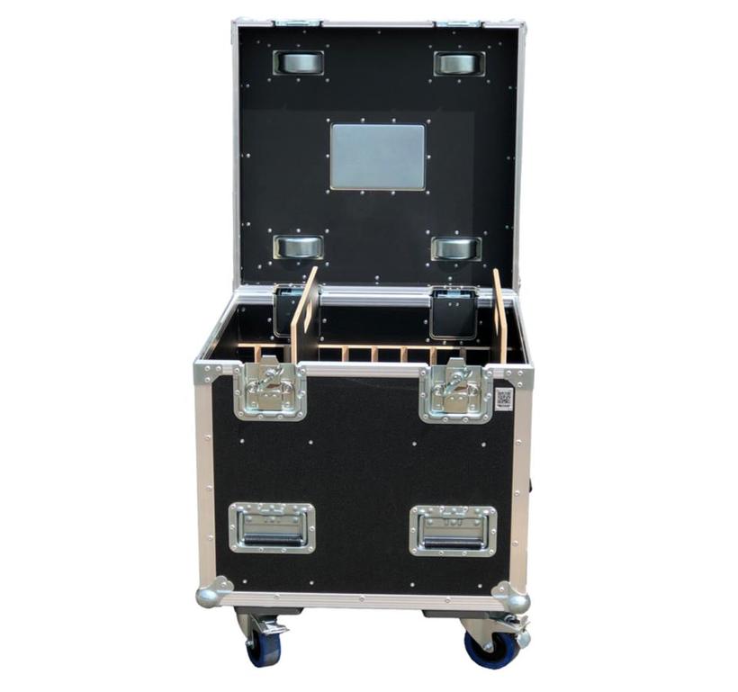 Case Packmaßcase 600x600x600, heavy duty, schwarz, 2x Trennbretter , inkl. Rollen (ca. 100mm Mehrhöhe)