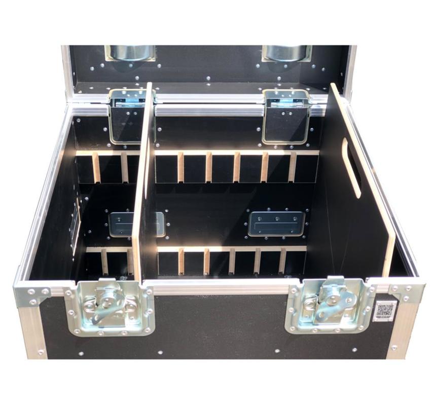 Case Packmaßcase 600x600x600, heavy duty, schwarz, 2x Trennbretter , inkl. Rollen (ca. 100mm Mehrhöhe)