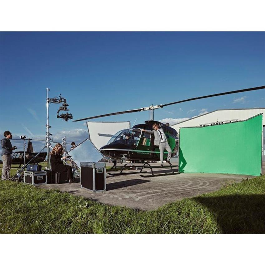 Manfrotto Panorama Hintergrund 4m (Chromakey Grün) 4m x 2.3m (Kit mit Stoff und Rahmen)