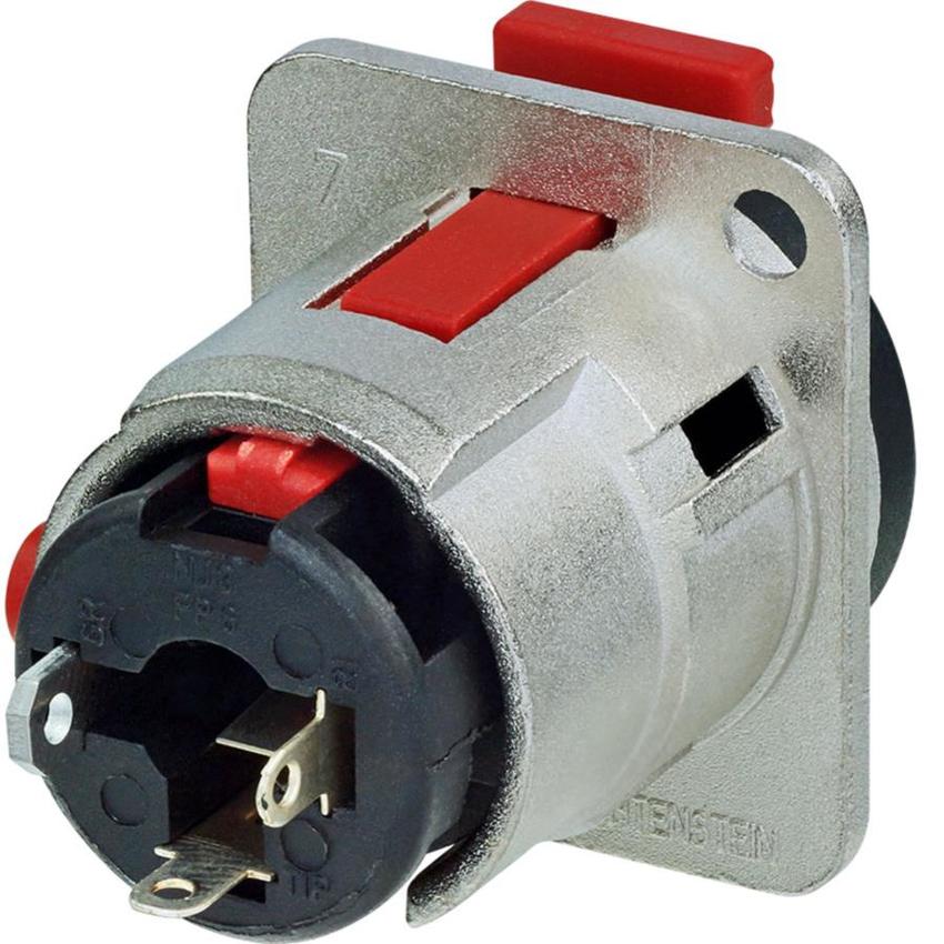 Neutrik Verriegelbare 6.35 mm Einbauklinkenbuchse im vernickelten D-Form Geh. mit Silber beschichteten Kontakten