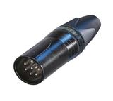 6-poliger XLR Kabelstecker mit schwarz-verchromtem Gehäuse und Silber beschichteten Kontakten