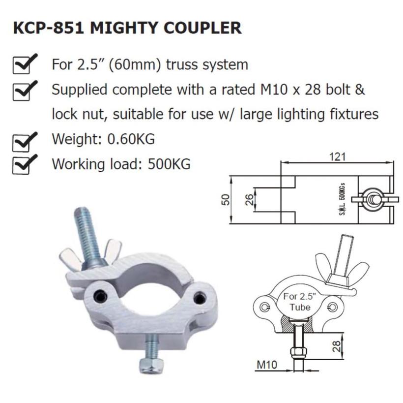 Ultralite Coupler, Half Coupler Montageschelle, M10-Schraube 60mm, belastbar bis 280kg, Code: KCP-851