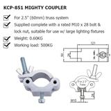 Ultralite Coupler, Half Coupler Montageschelle, M10-Schraube 60mm, belastbar bis 280kg, Code: KCP-851