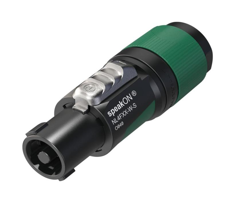 Speakon 4pol Kabelbuchse, Zugentlastung für 6-12mm Kabeldurchmesser, Schraubklemme, twist lock