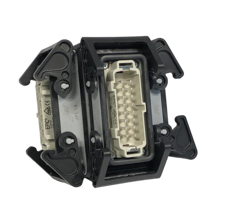 Ultralite Y-Splitter für 16pol Stecker (1x IN, 2x OUT) (Harting, u.ä.), rückseitig Öse mit 10mm Öffnung